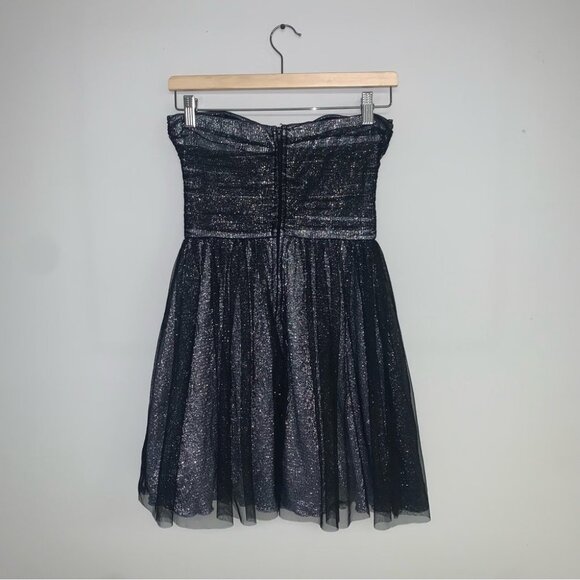 dELiA*s Dress Size‎ 5/6 Black Silver Tulle Tutu Formal Cocktail Strapless Straps - Picture 7 of 12